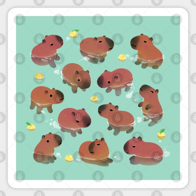 Capybath time Sticker by pikaole